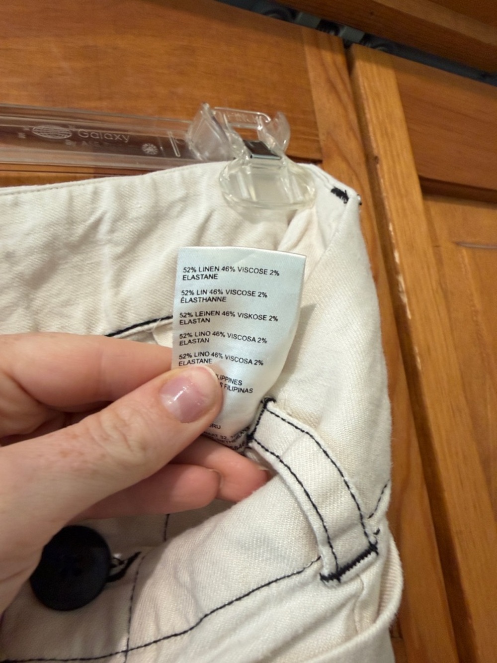 Anthropologie Maeve The Collette Contrast-Stitch Linen Crop Wide Leg Pants - Picture 8 of 8